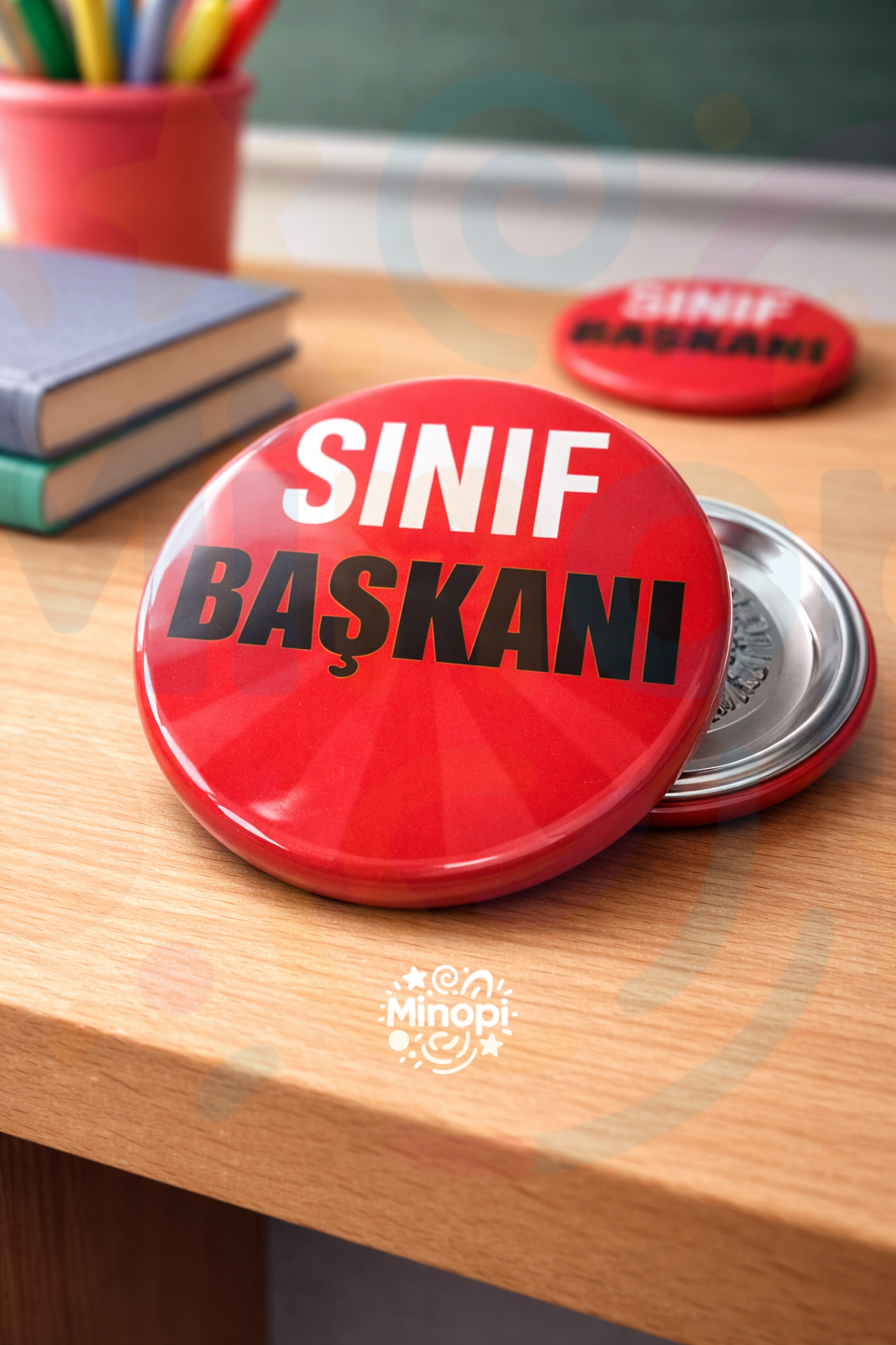 Sınıf Başkanı Baskılı Plastik Çengelli Rozet