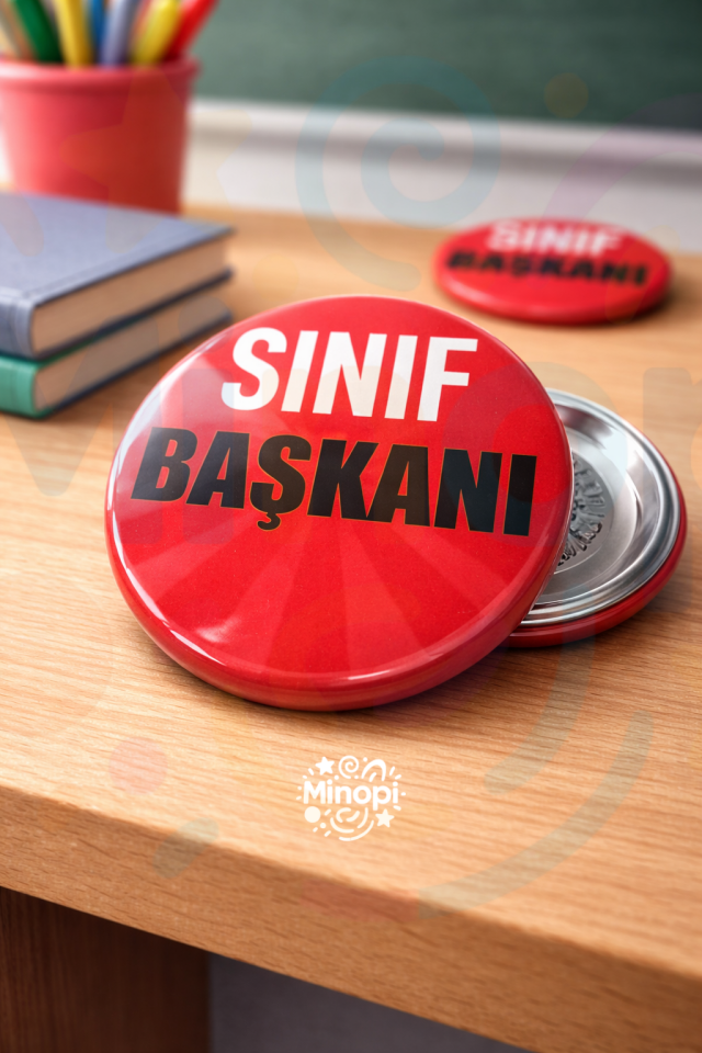 Sınıf Başkanı Baskılı Plastik Çengelli Rozet