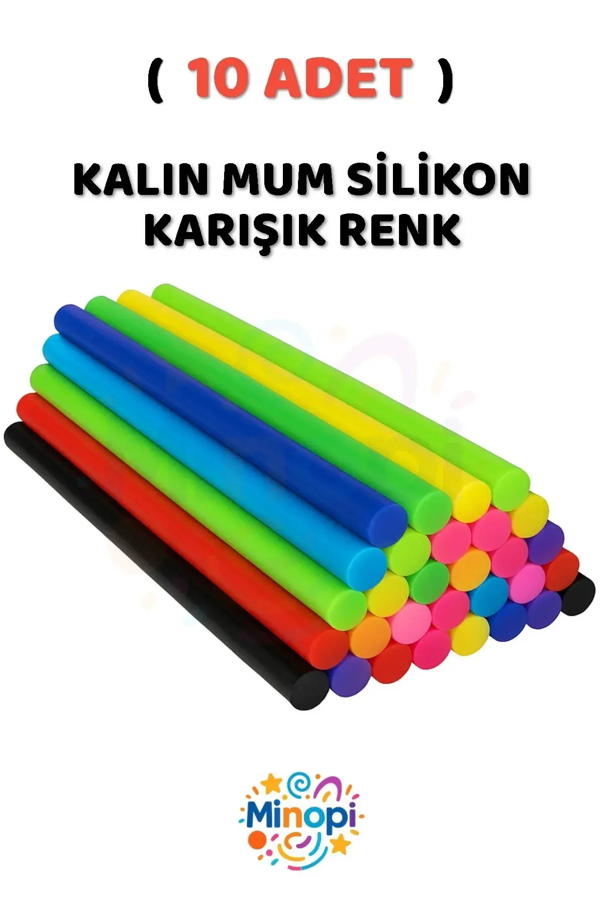 ( 10 Adet ) Sıcak Mum Silikon Kalın Karışık Renk 11,3mm x 30 cm Renkli Silikon Tabanca