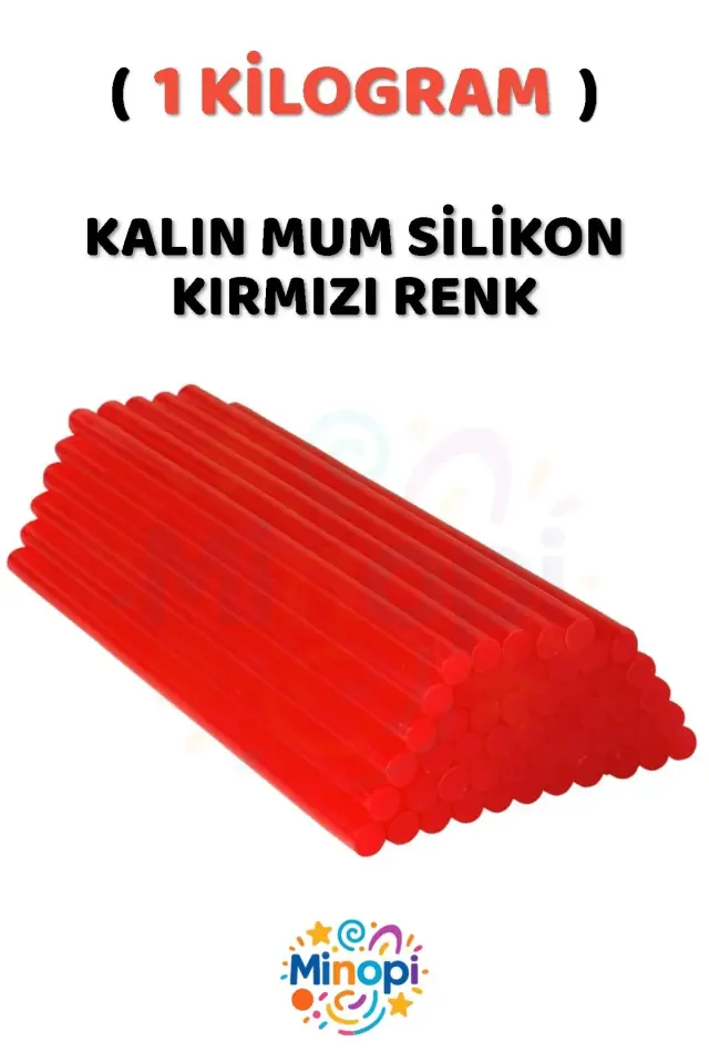 ( 1 Kilogram ) Sıcak Mum Silikon Kalın Kırmızı 11,3mm x 30 cm Kırmızı Silikon - 33 Adet