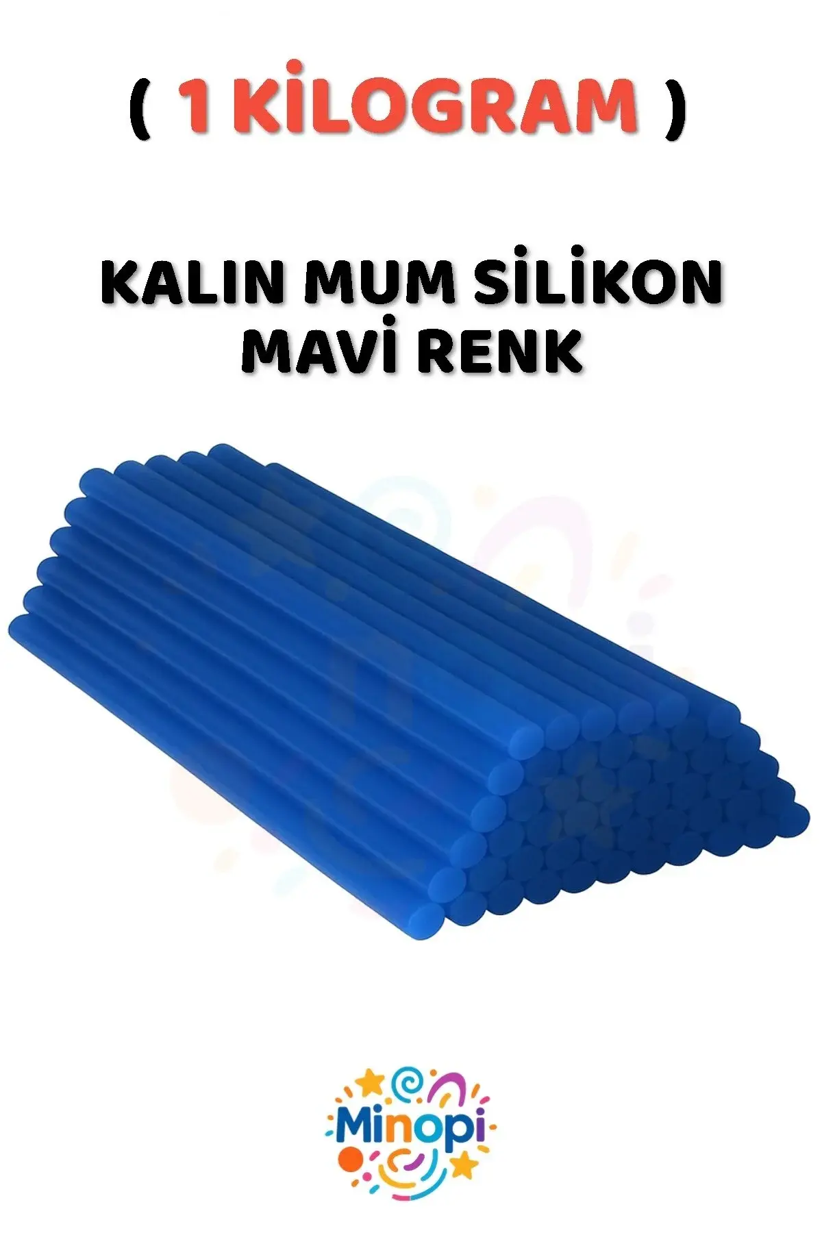( 1 Kilogram ) Sıcak Mum Silikon Kalın Mavi 11,3mm x 30 cm Mavi Silikon - 33 Adet