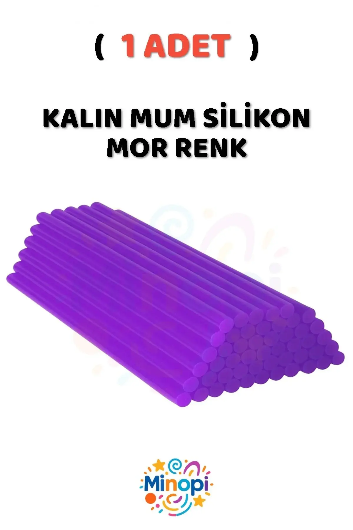 ( 1 Kilogram ) Sıcak Mum Silikon Kalın Mor 11,3mm x 30 cm Mor Silikon - 33 Adet