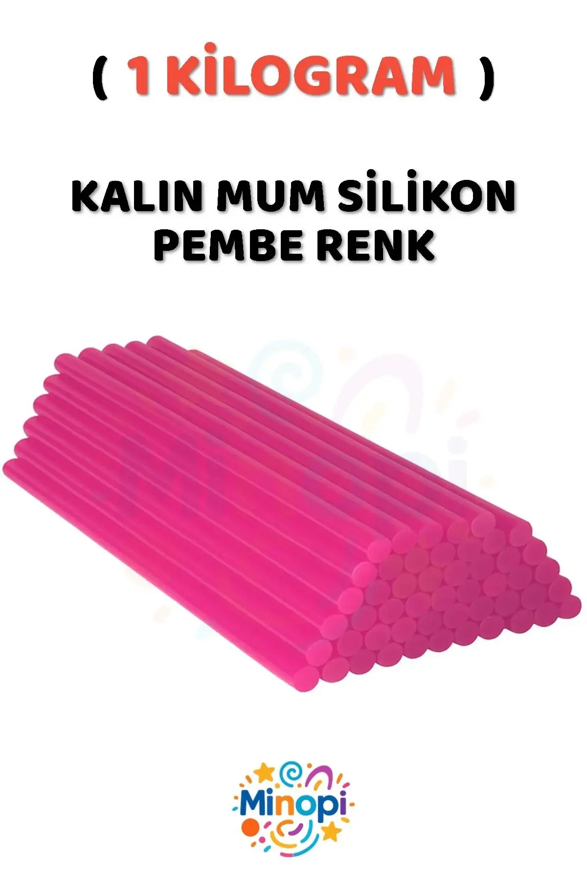 ( 1 Kilogram ) Sıcak Mum Silikon Kalın Pembe 11,3mm x 30 cm Pembe Silikon - 33 Adet