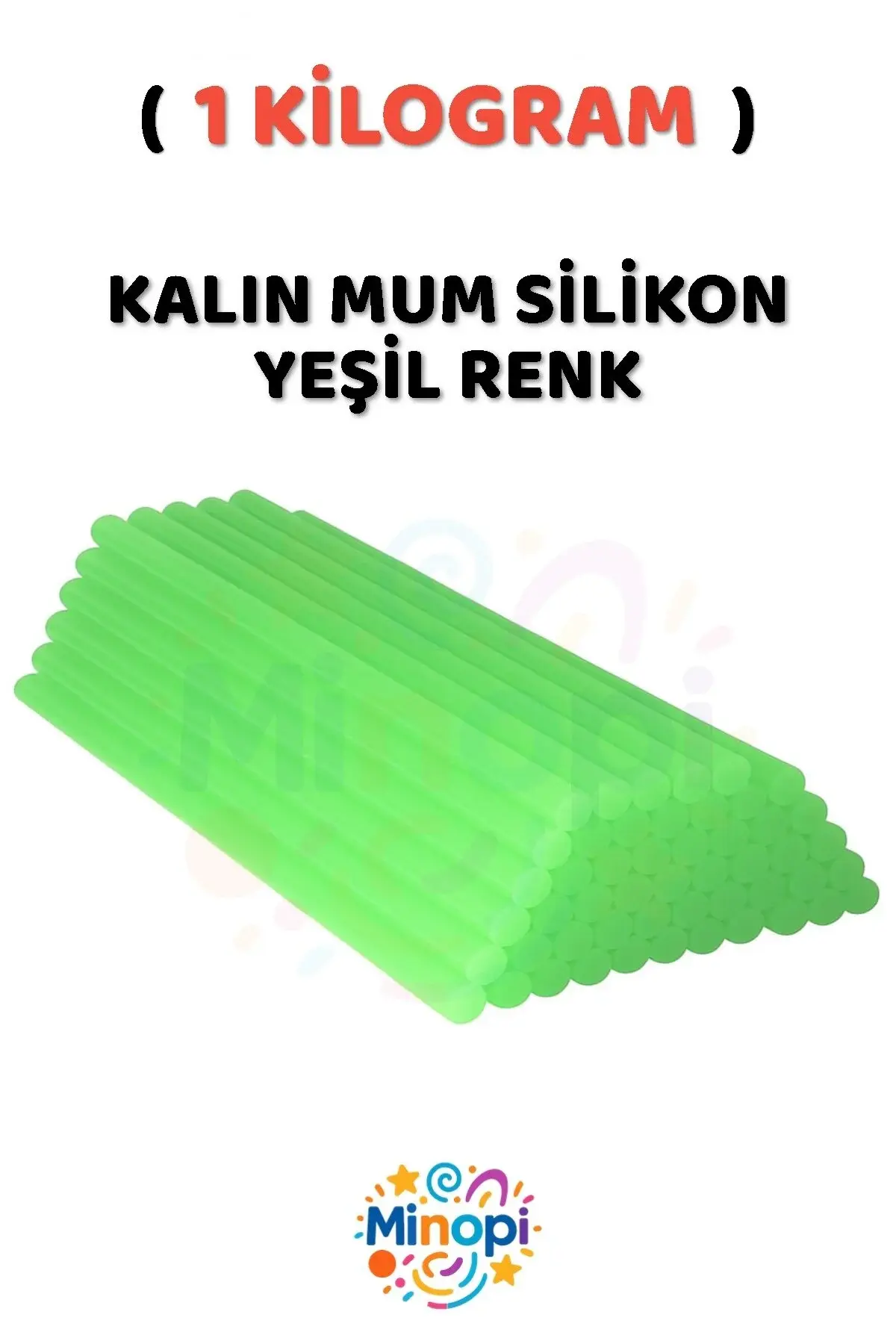 ( 1 Kilogram ) Sıcak Mum Silikon Kalın Yeşil 11,3mm x 30 cm Yeşil Silikon - 33 Adet