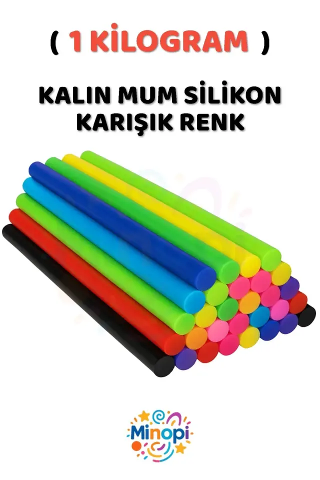 ( 1 Kilogram ) Sıcak Mum Silikon Kalın Karışık Renk 11,3mm x 30 cm Renkli Silikon Tabanca