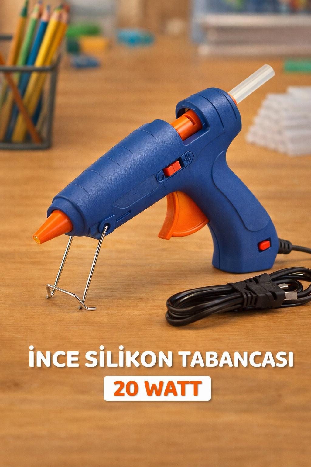 20 Watt Koruma Anahtarlı Silikon Tabancası 7 mm İnce Mum Silikon