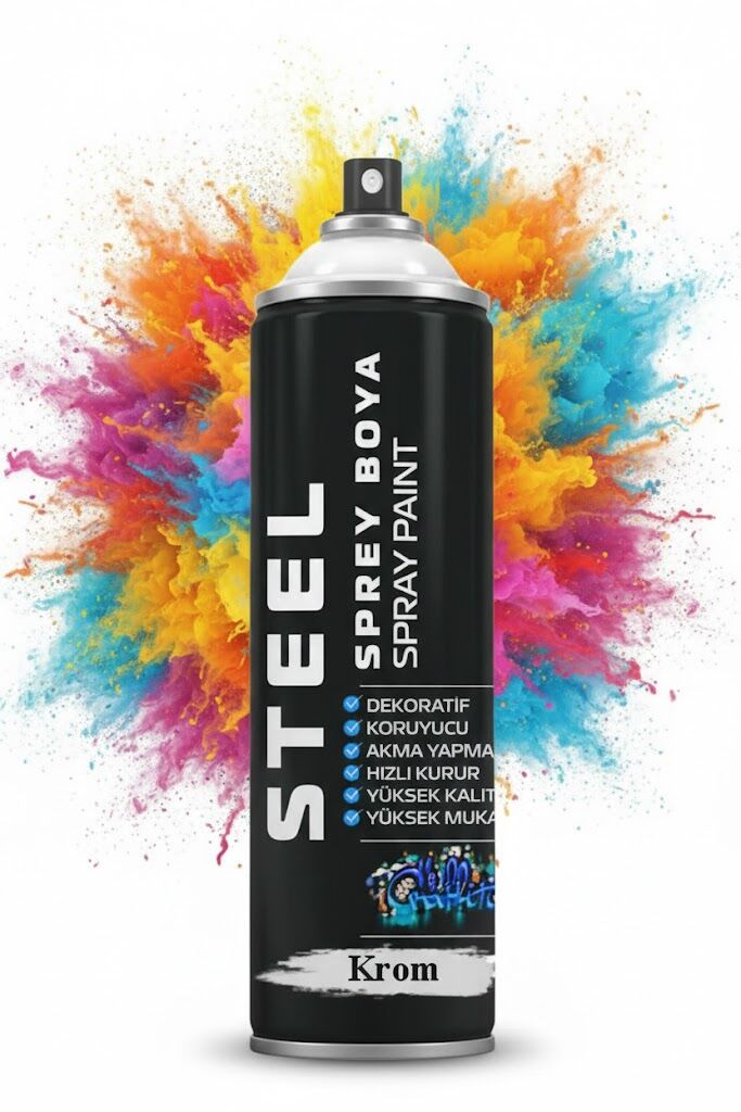 Steel Sprey Boya 200 ml - Krom Gümüş