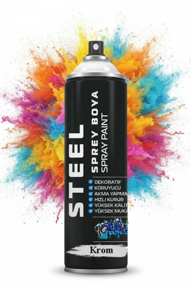 Steel Sprey Boya 200 ml - Krom Gümüş