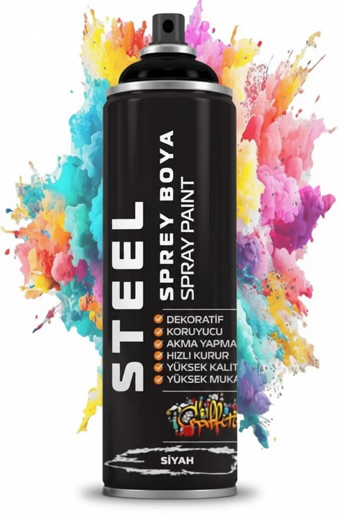 Steel Sprey Boya 200 ml - Siyah