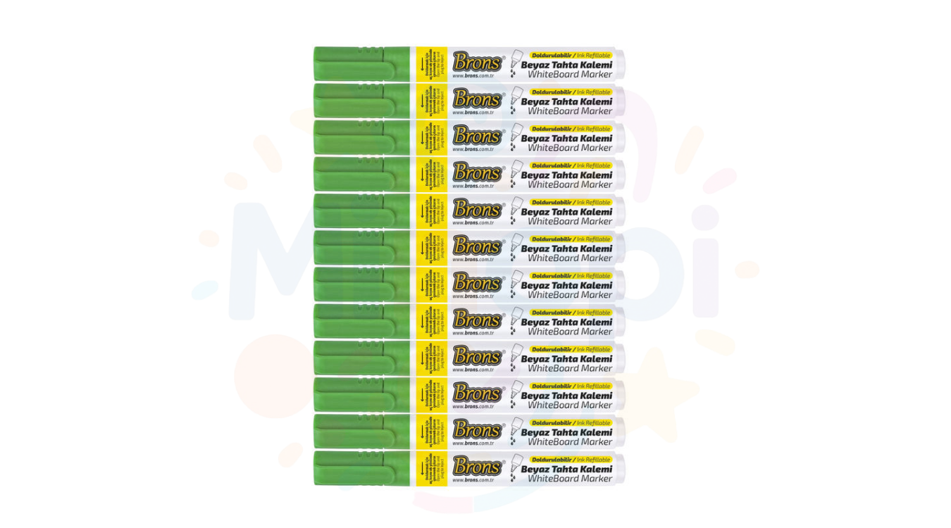 Brons 12'li Paket Doldurulabilir Yerli Koyu Yeşil Tahta Kalemi