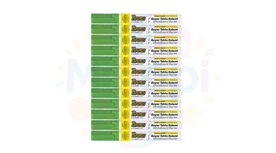 Brons 12'li Paket Doldurulabilir Yerli Koyu Yeşil Tahta Kalemi