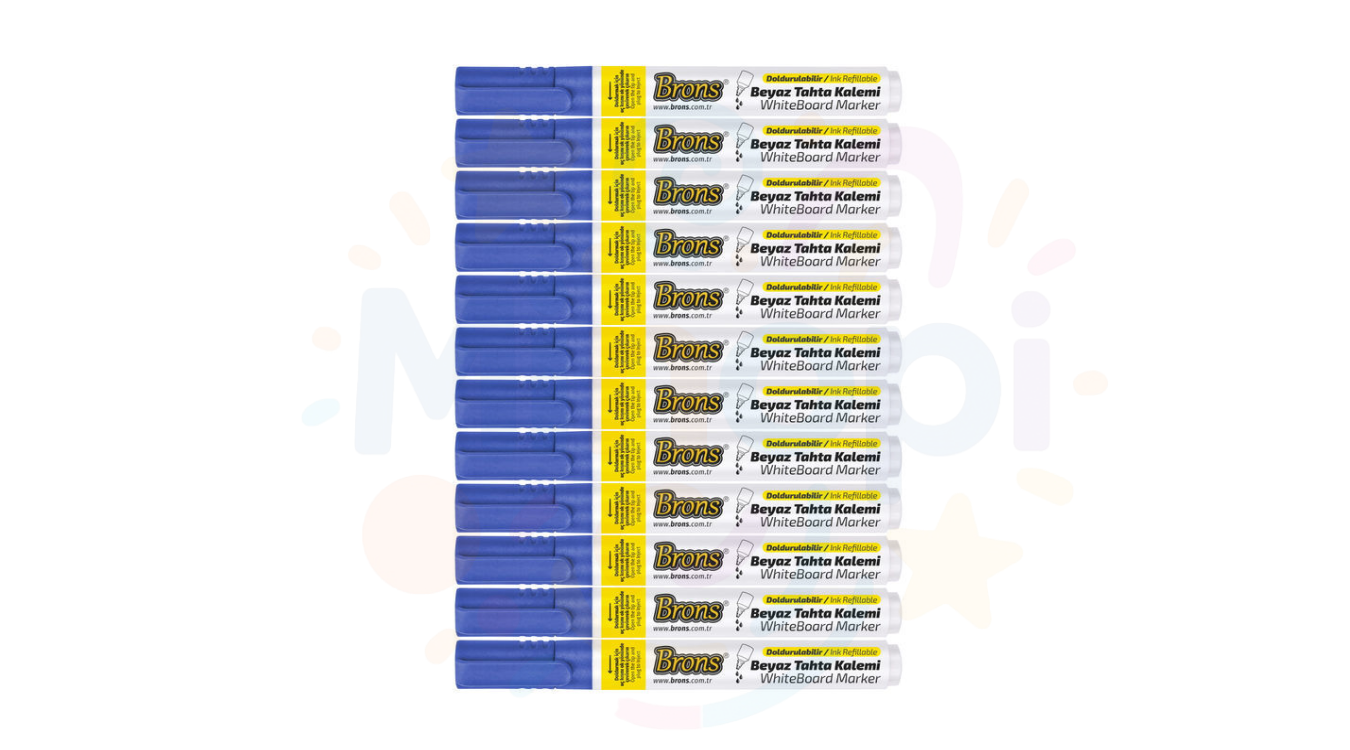 Brons 12'li Paket Doldurulabilir Yerli Mavi Tahta Kalemi