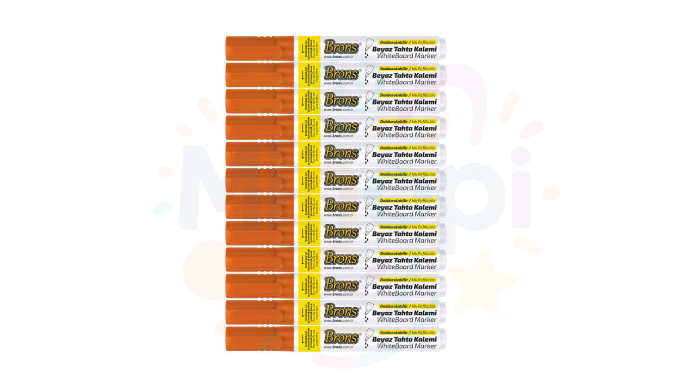 Brons 12'li Paket Doldurulabilir Yerli Turuncu Tahta Kalemi