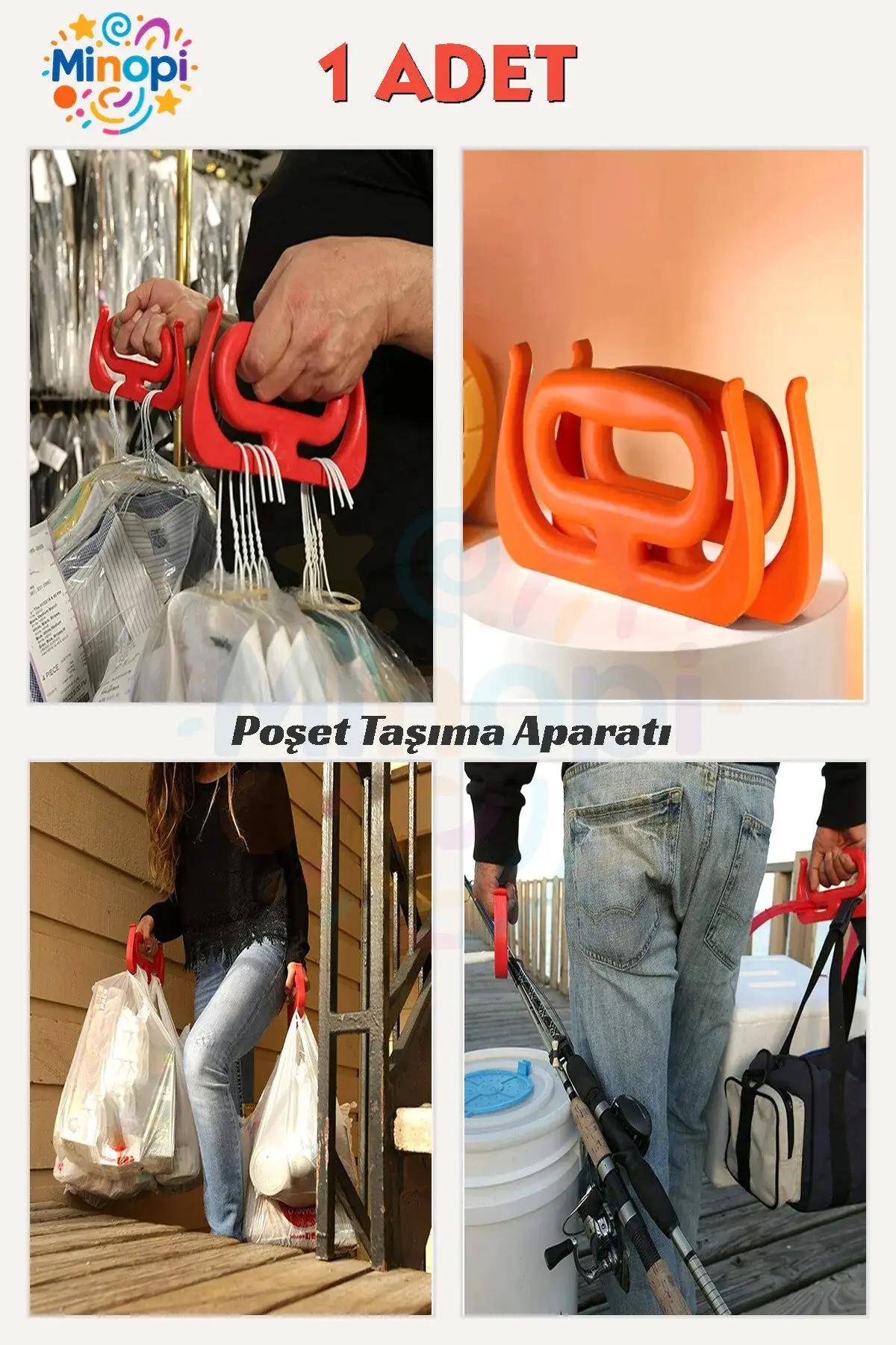 ( 1 Adet ) Poşet Taşıma Aparatı, Pazar Poşet Taşıyıcı, Poşet Tutucu, Plastik Aparat, Renkli Aparat,