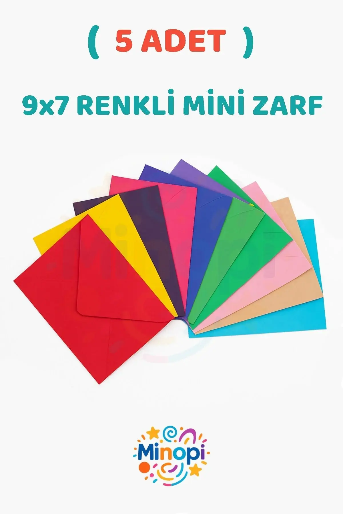 ( 5 Adet ) Renkli Küçük Zarf 7x9 Cm Paket Hediye Doğum Günü Dilekleri Zarfı