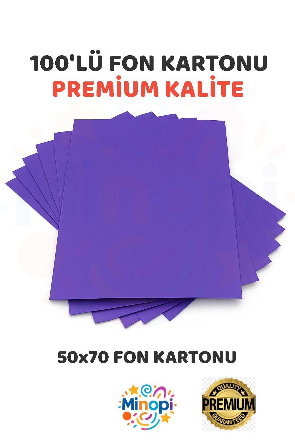 Mor Fon Kartonu 50x70 cm 100'lü Paket 150 gr Renkli Fon Kartonu