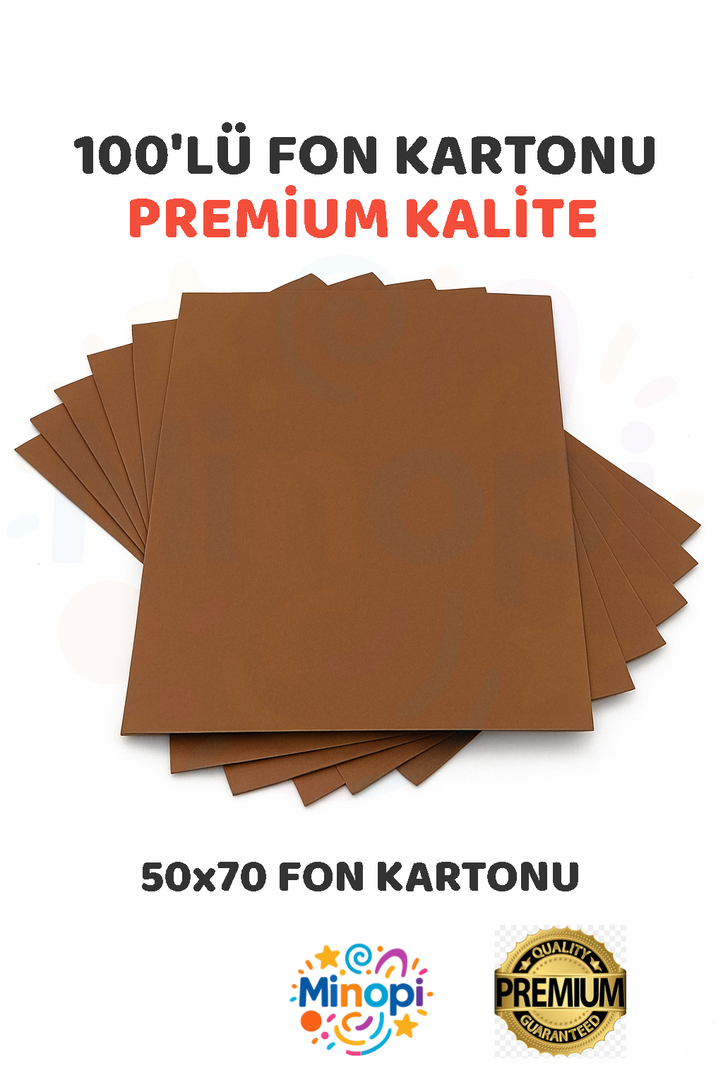 Kahverengi Fon Kartonu 50x70 cm 100'lü Paket 150 gr Renkli Fon Kartonu