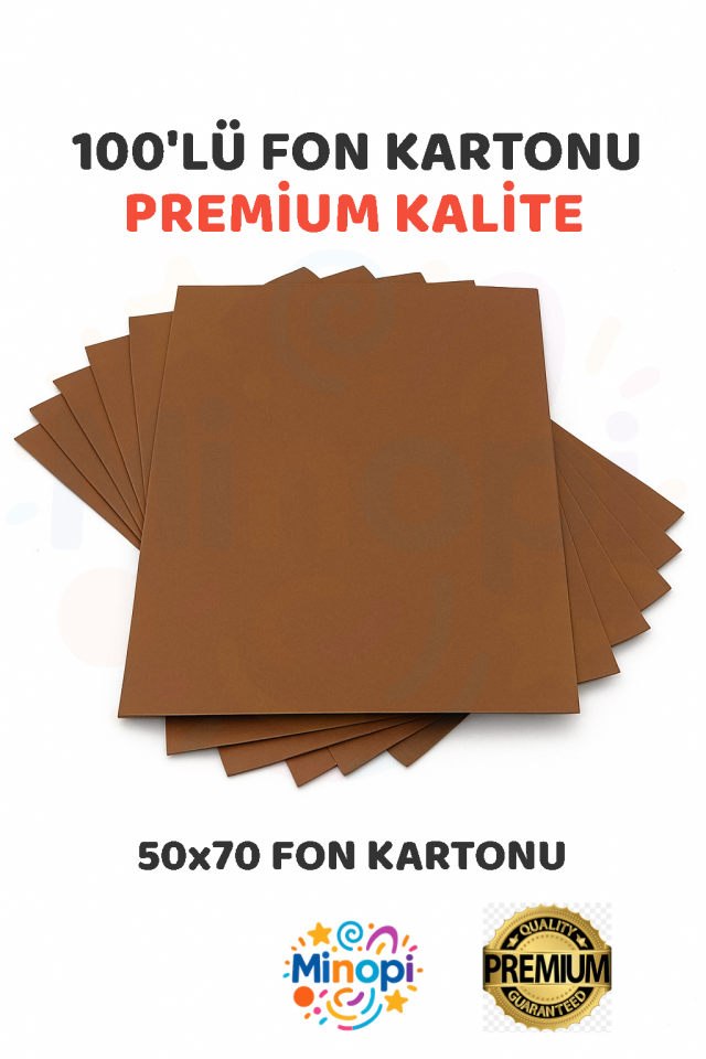 Kahverengi Fon Kartonu 50x70 cm 100'lü Paket 150 gr Renkli Fon Kartonu