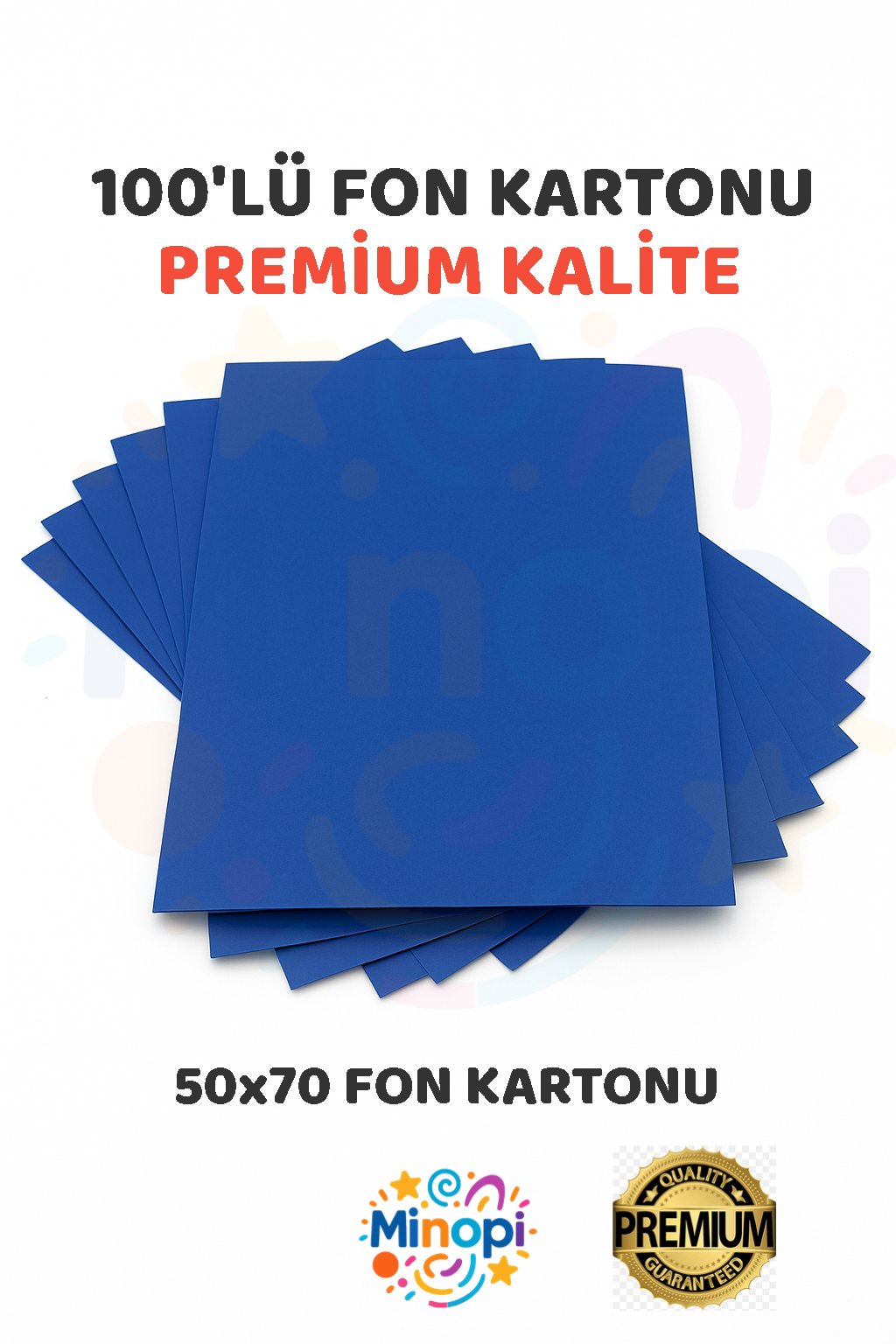 Koyu Mavi Fon Kartonu 50x70 cm 100'lü Paket 150 gr Renkli Fon Kartonu