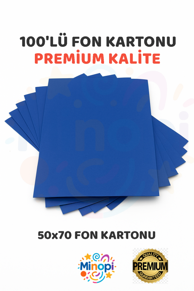 Koyu Mavi Fon Kartonu 50x70 cm 100'lü Paket 150 gr Renkli Fon Kartonu