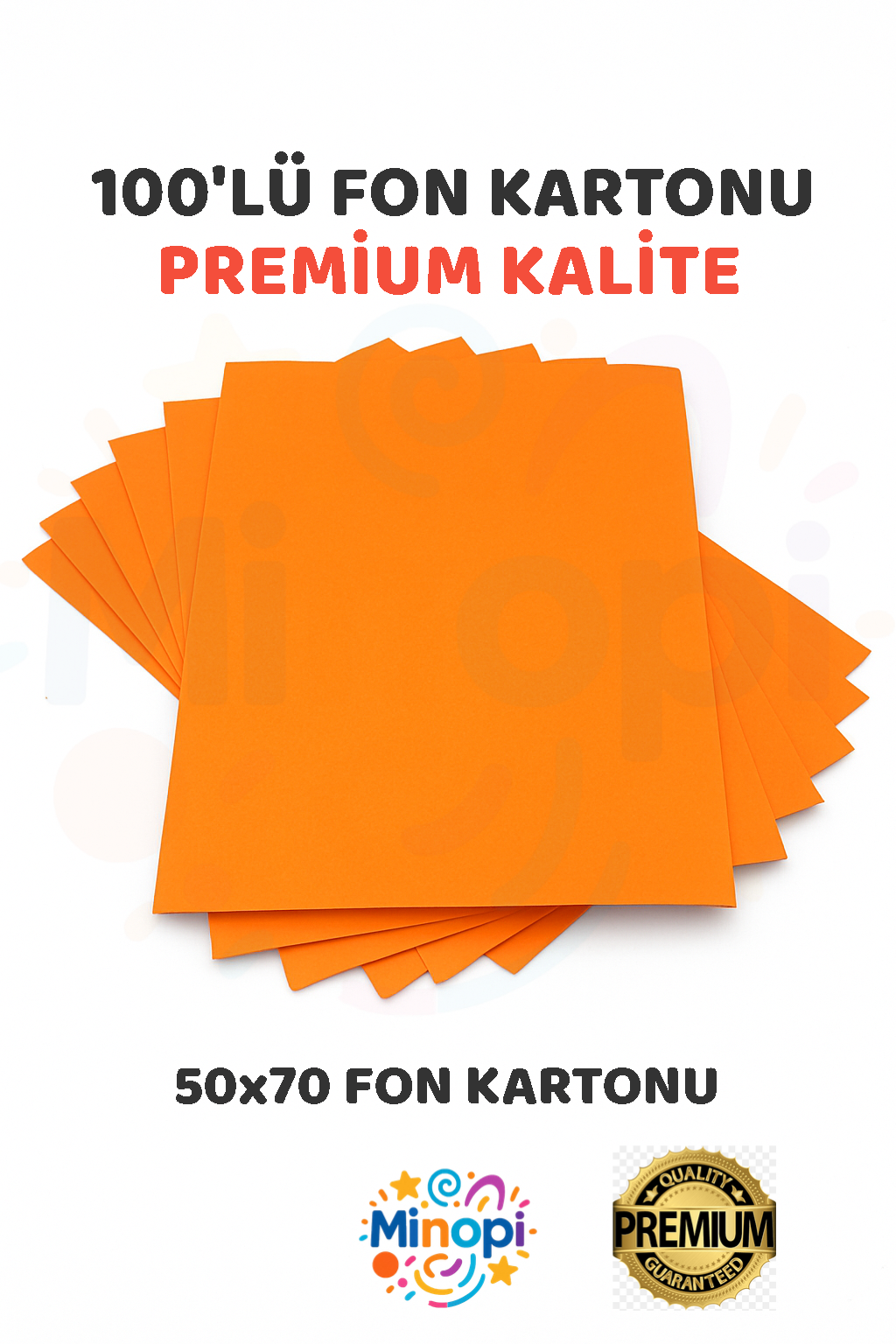 Turuncu Fon Kartonu 50x70 cm 100'lü Paket 150 gr Renkli Fon Kartonu