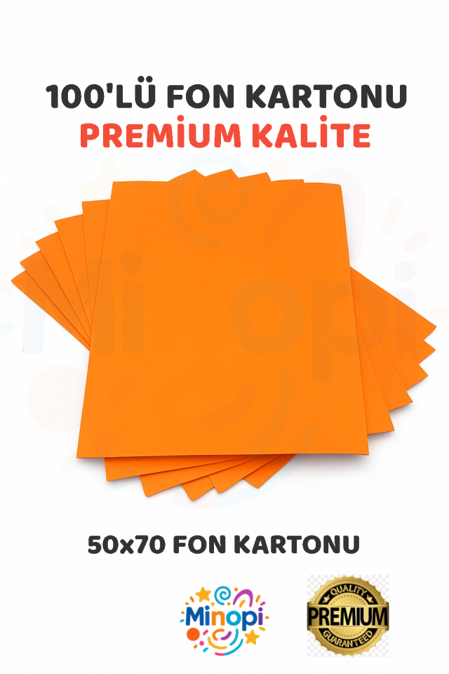 Turuncu Fon Kartonu 50x70 cm 100'lü Paket 150 gr Renkli Fon Kartonu