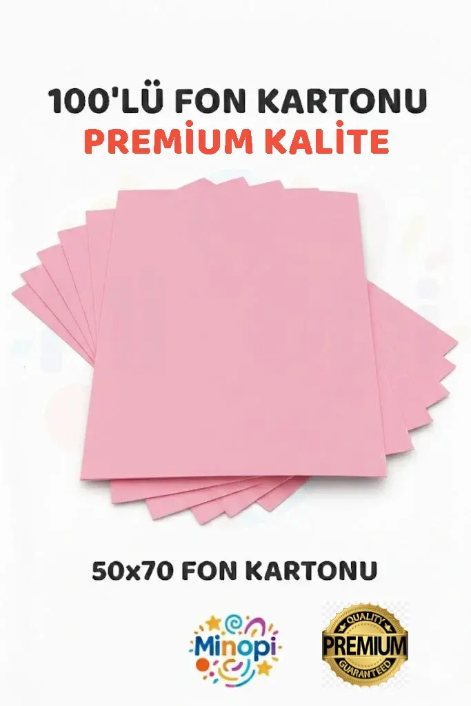 Pembe Fon Kartonu 50x70 cm 100'lü Paket 150 gr Renkli Fon Kartonu