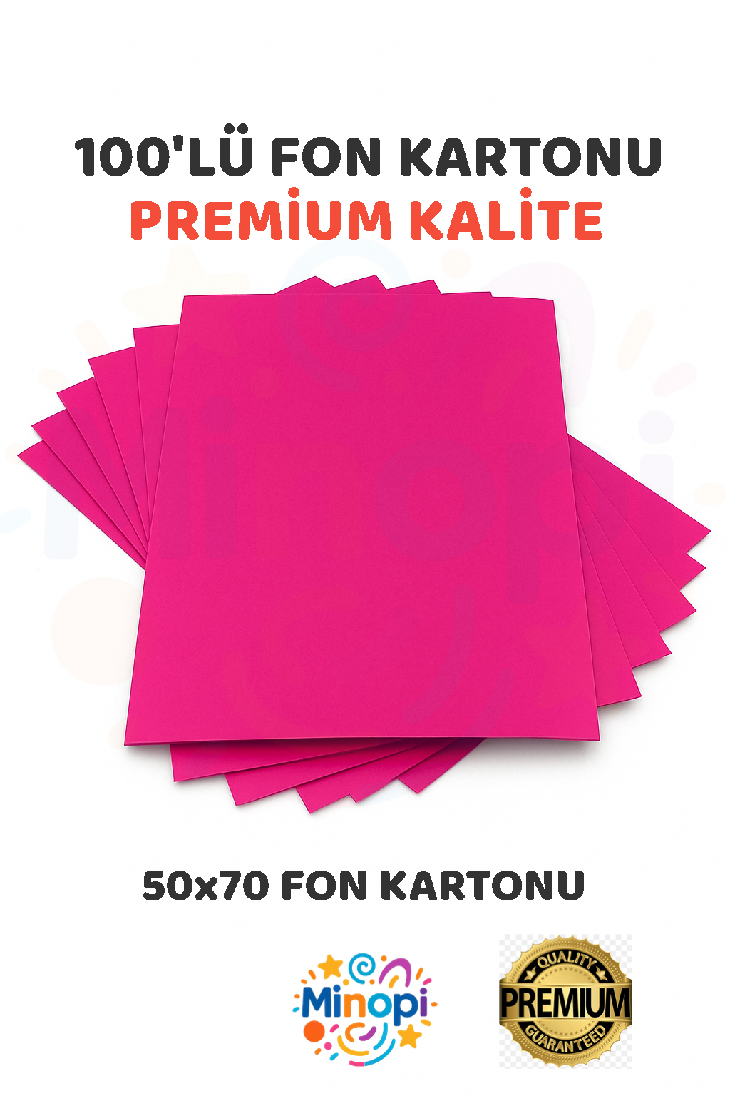 Fuşya Fon Kartonu 50x70 cm 100'lü Paket 150 gr Renkli Fon Kartonu