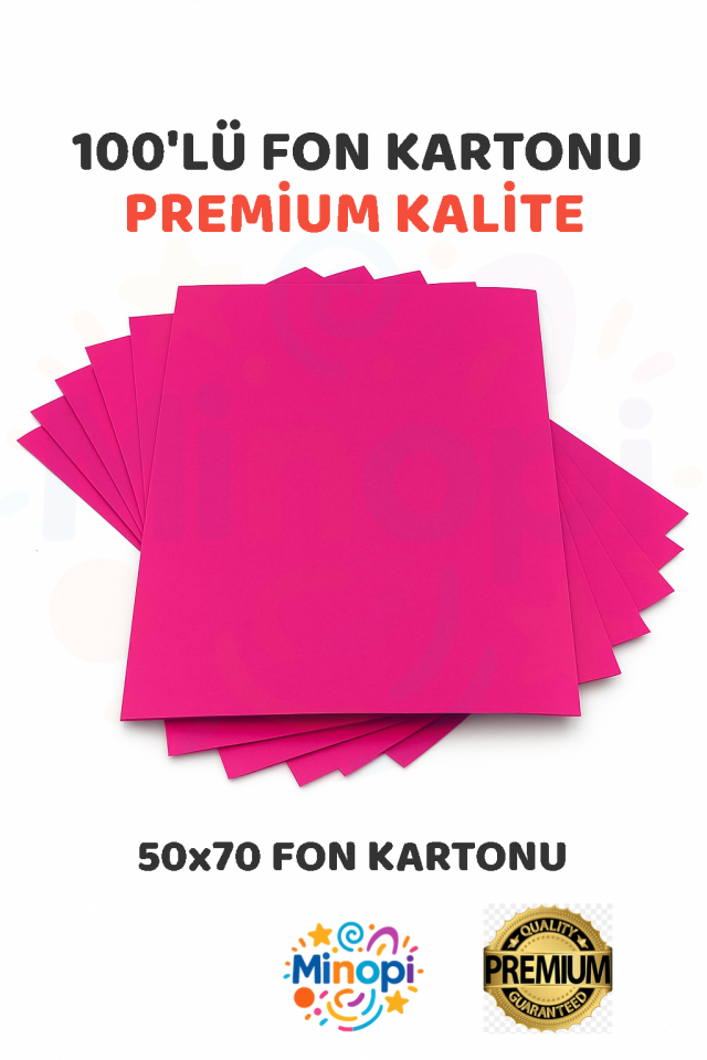 Fuşya Fon Kartonu 50x70 cm 100'lü Paket 150 gr Renkli Fon Kartonu