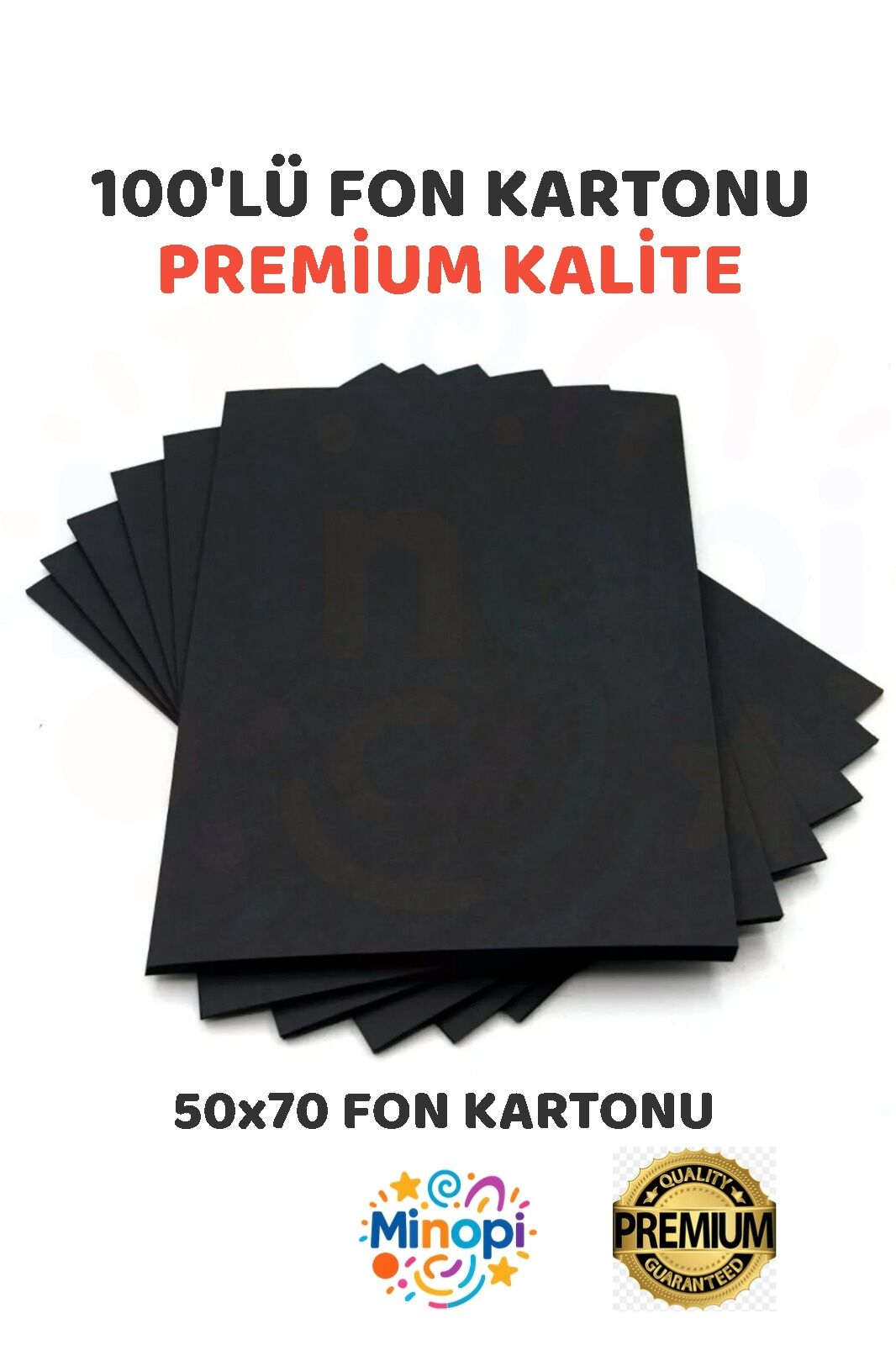 Siyah Fon Kartonu 50x70 cm 100'lü Paket 150 gr Renkli Fon Kartonu