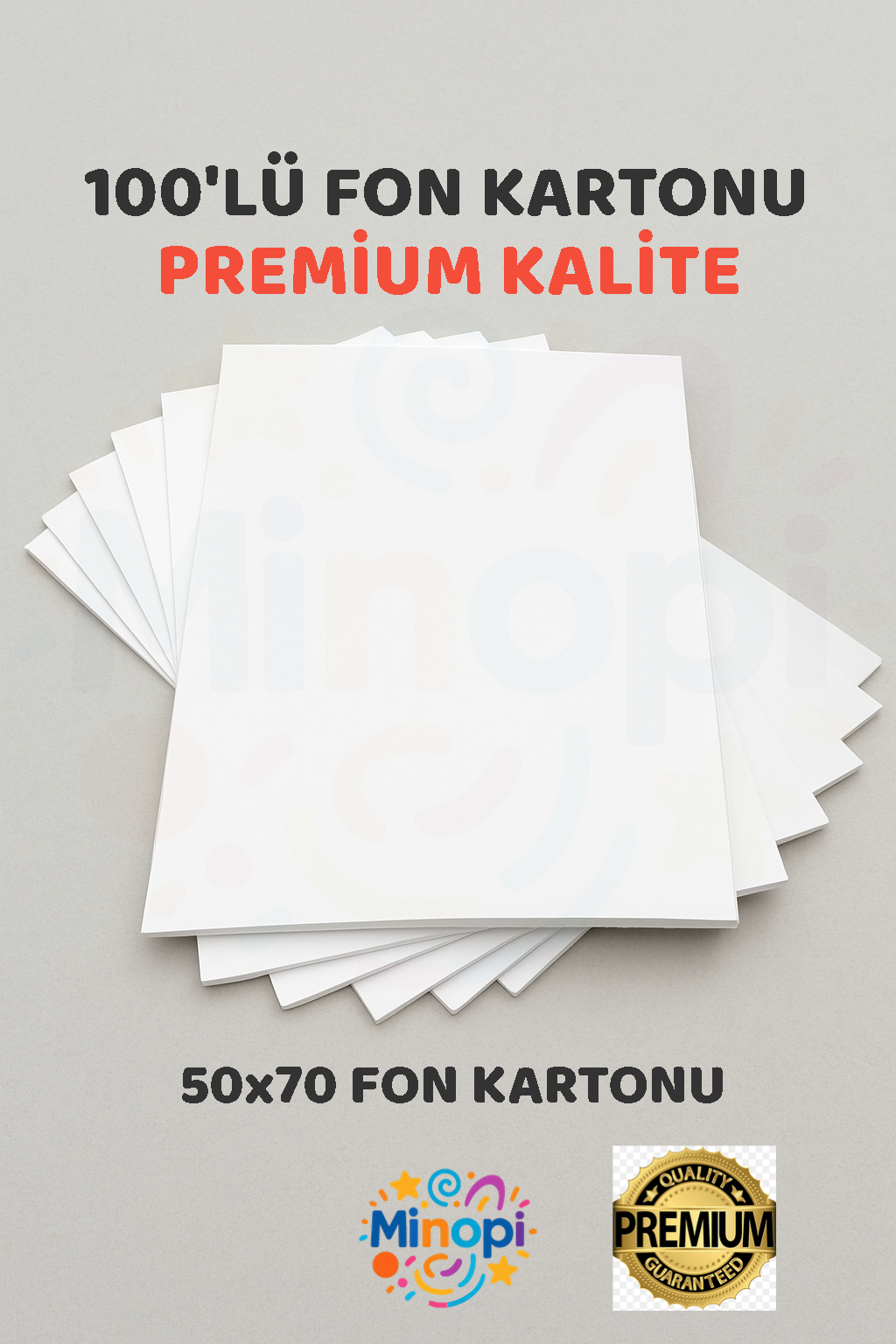 Beyaz Fon Kartonu 50x70 cm 100'lü Paket 150 gr Renkli Fon Kartonu