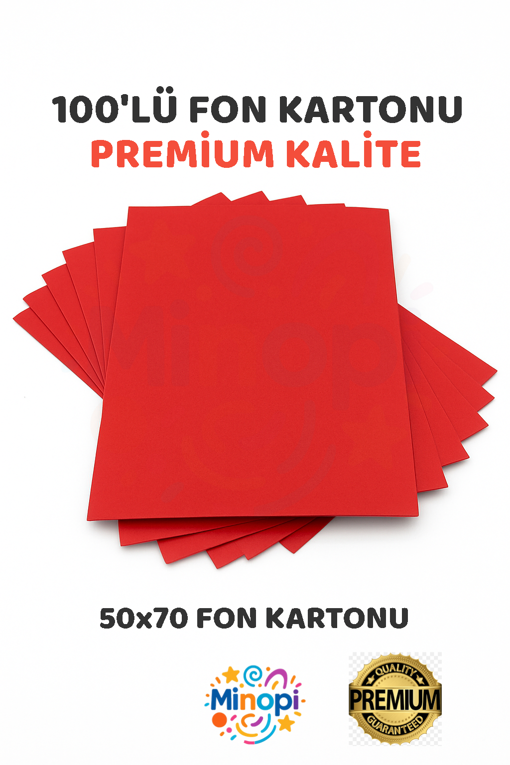 Kırmızı Fon Kartonu 50x70 cm 100'lü Paket 150 gr Renkli Fon Kartonu