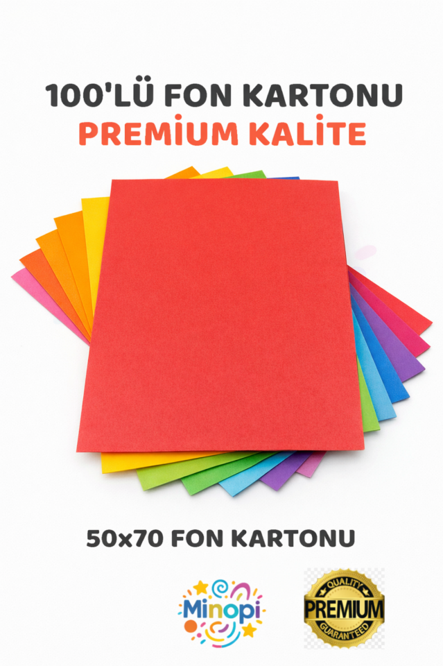 Karışık Renk Fon Kartonu 50x70 cm 100'lü Paket 150 gr Renkli Fon Kartonu
