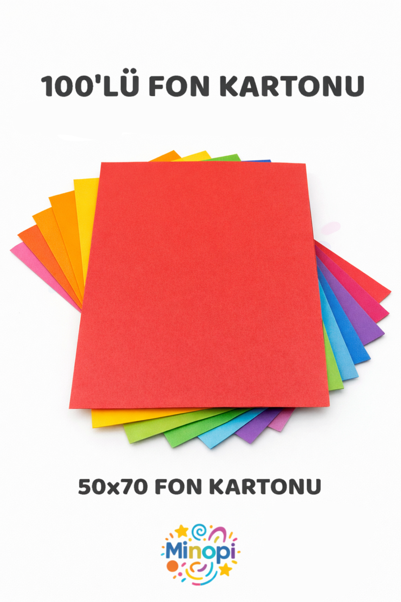 Karışık Renk Fon Kartonu 50x70 cm 100'lü Paket  Renkli Fon Kartonu