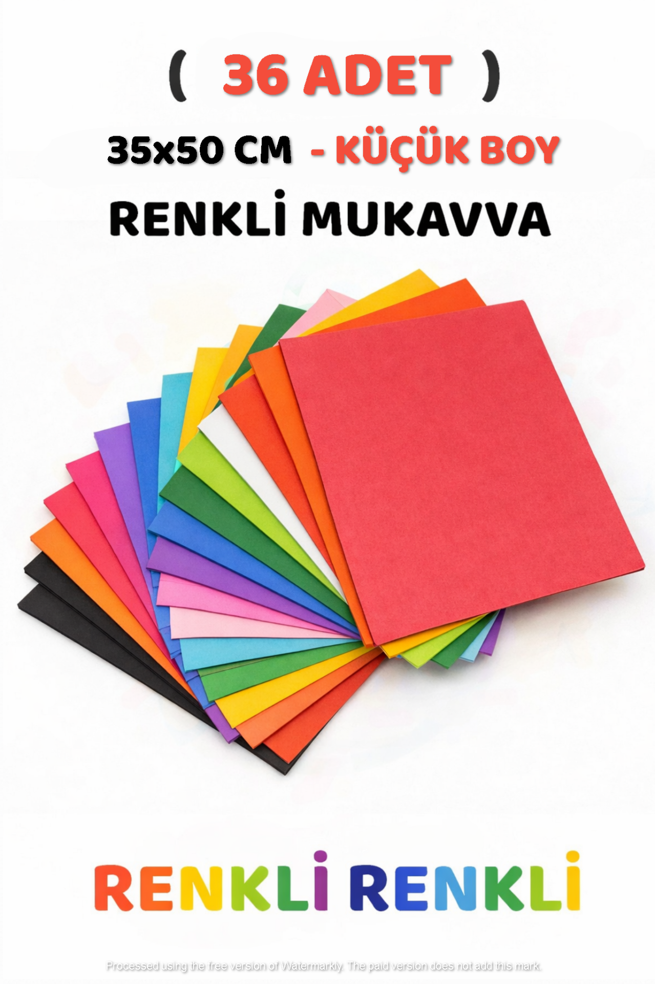 Karışık Renkli Mukavva 36 Adet 35x50 cm Sert Karton Mukavva