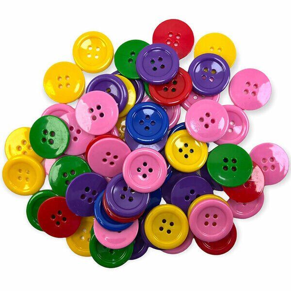 Renkli Plastik Düğme 25 mm | 100'lü Paket