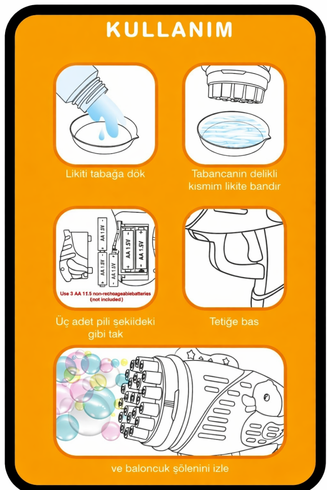 Duck Çok Delikli Pilli Köpük Atan Tabanca Oyuncağı 23 Delikli Bubble Gun