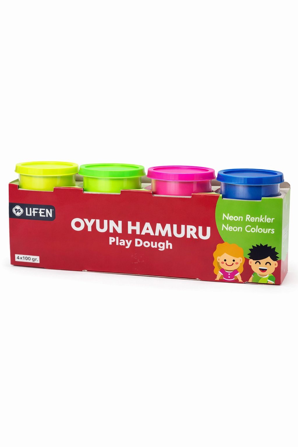 Neon Renkler  Oyun Hamuru Ufen 4 x 100 gr Oyun Hamuru