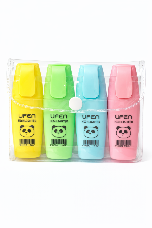 Ufen Mini Fosforlu 4'lü Pastel Set İşaretleme Kalemi Küt Uçlu