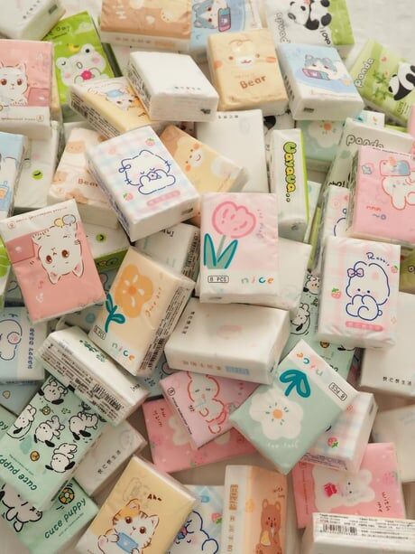 Mini Cep Mendili Figürlü Desenli Peçete 8 Yapraklı