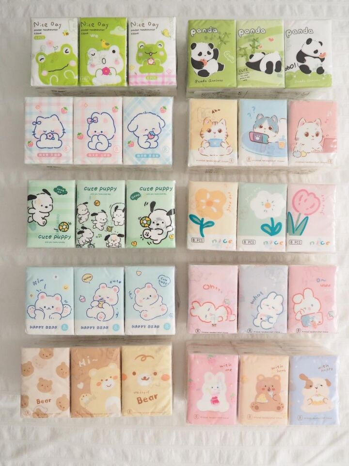 Mini Cep Mendili Figürlü Desenli Peçete 8 Yapraklı