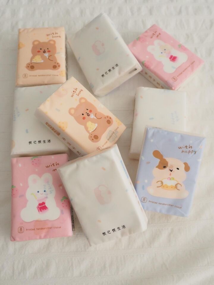 Mini Cep Mendili Figürlü Desenli Peçete 8 Yapraklı