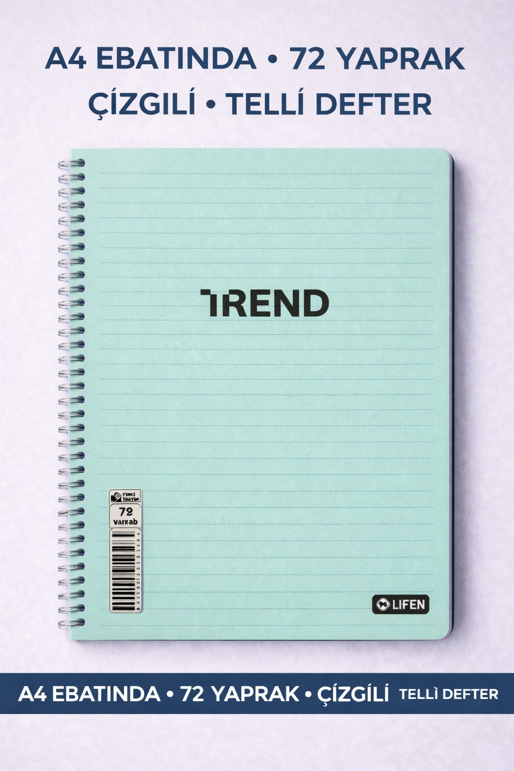 A4 Telli PP Kapak 72 Yaprak Çizgili Defter