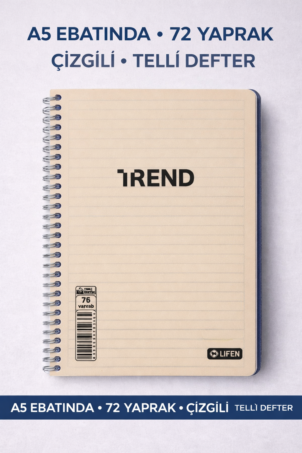 A5 Telli PP Kapak 72 Yaprak Çizgili Defter