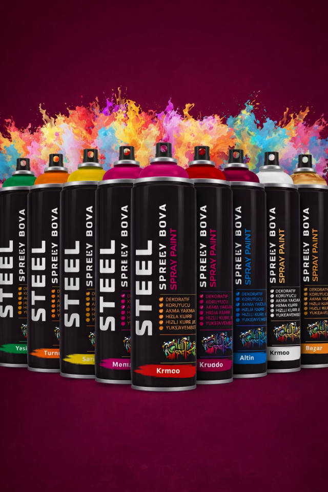 12 Renk Sprey Boya Seti | Metal Ahşap Plastik İçin Çok Amaçlı Çabuk Kuruyan Boya