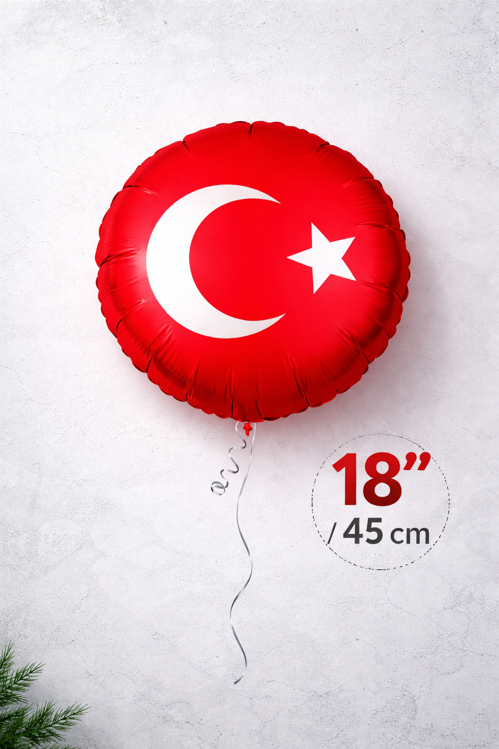 Türk Bayrağı Folyo Balon 18'' 45 cm Kırmızı Yuvarlak Parti Süsleme Balonu