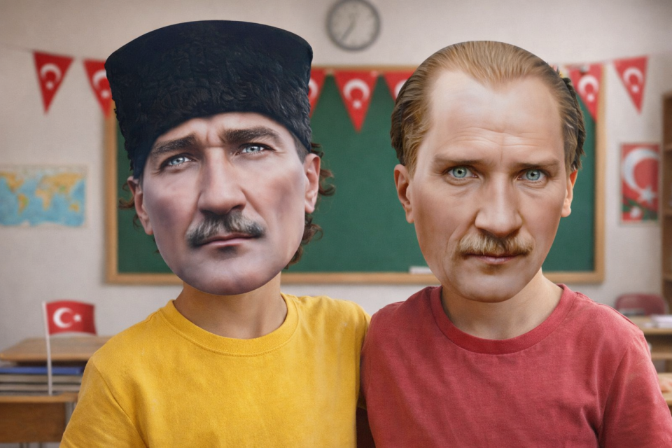 Atatürk Maske 2 Adet Çocuk Yüz Maskesi Milli Bayram Okul Gösteri Maskesi