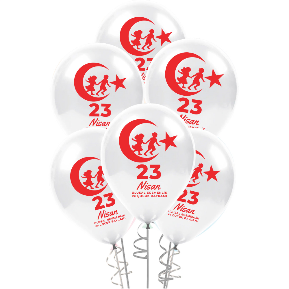 23 Nisan Baskılı Şeffaf Balon 10 Adet Çocuk Bayramı Parti Balonu Süsleme Seti