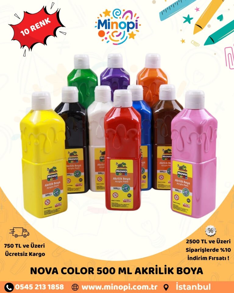 Nova Color Akrilik Boya 500 ml - 10'lu Set