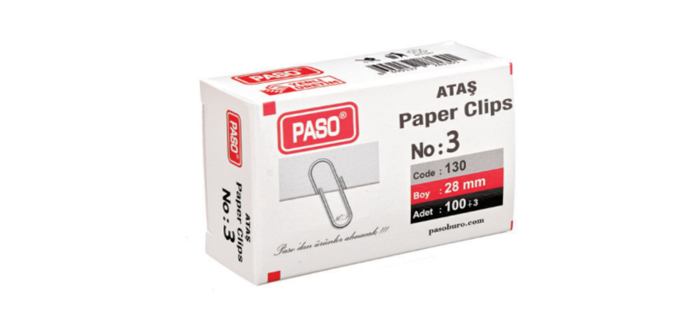 No 3 - 28 mm | Metal Ataş 100'lü Nikel Kaplama